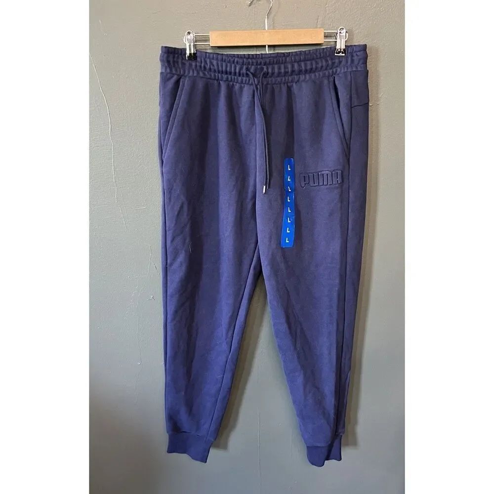 Puma Mens Blue Jogger Sweatpants Size Large w/ Drawstrings NWT